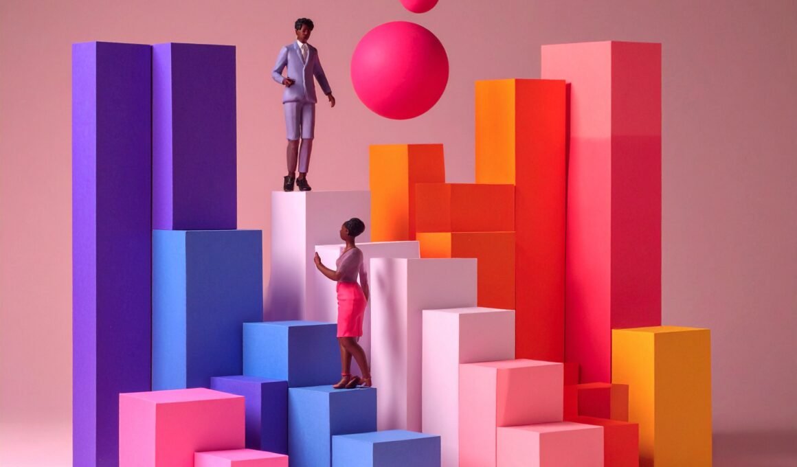 Colourful 3-D illustrated bars to denote growth