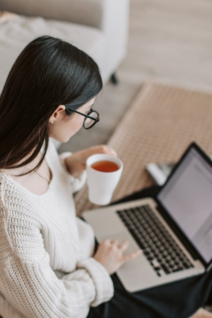 Non-designer working informally on her laptop
