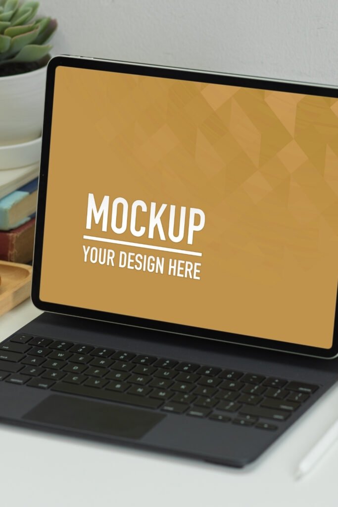 Mock-up blank template on laptop screen.