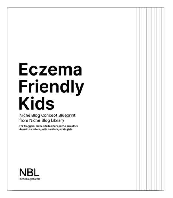 Eczema Kids blog idea -Thumbnail image of cover of e-book product - NBL Eczema Friendly Kids Concept Blueprint