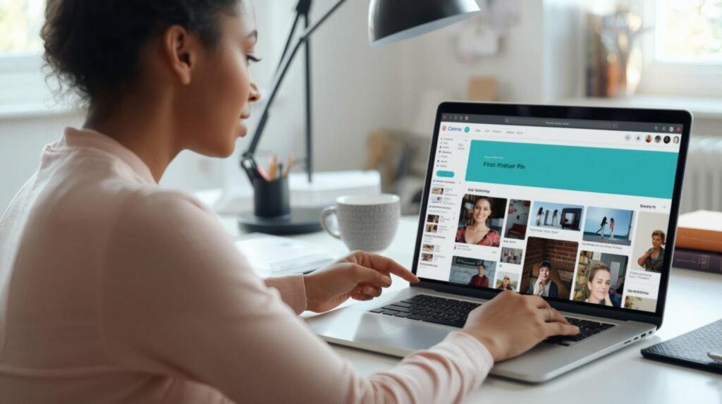 Young woman typing on laptop for article on What Search Intent Can Reveal Before You Design a Logo