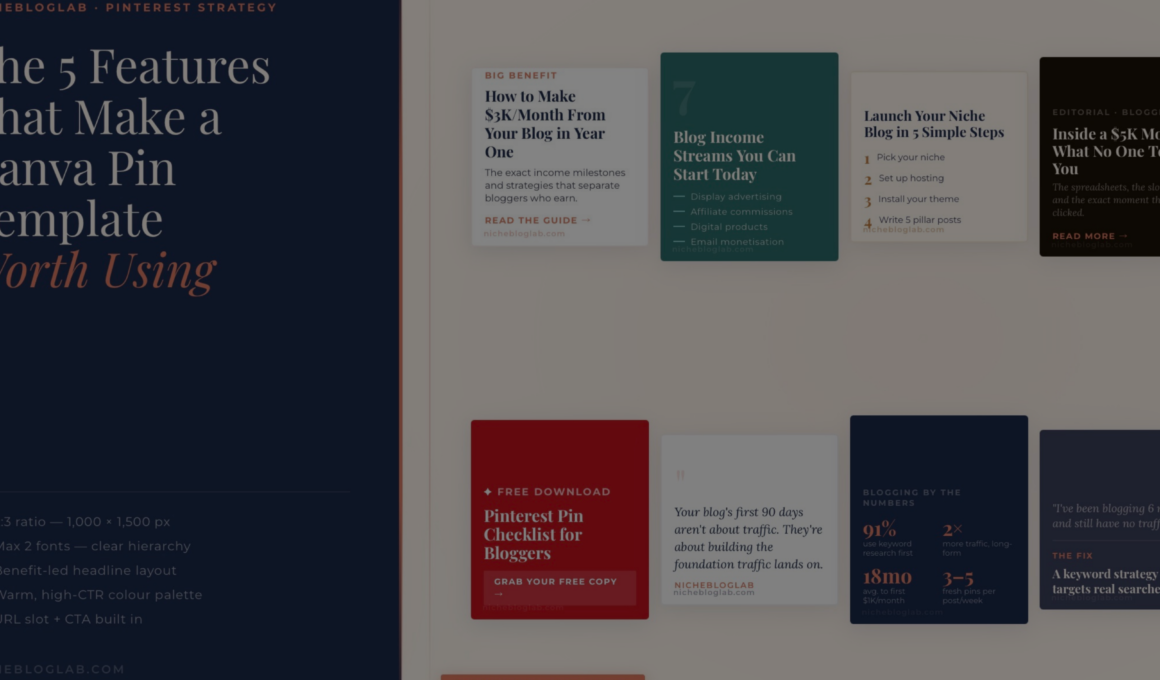 Flat premium graphics of Pinterest pins in colourful yet muted tones.