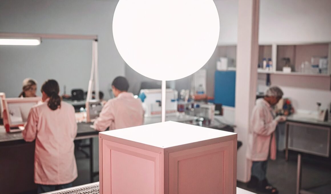 Men and women in lab coats in a laboratory symbolising experimenting with blogging themes - a feature image for the article titled 'Recipe Sites – Best WordPress themes for 2026'