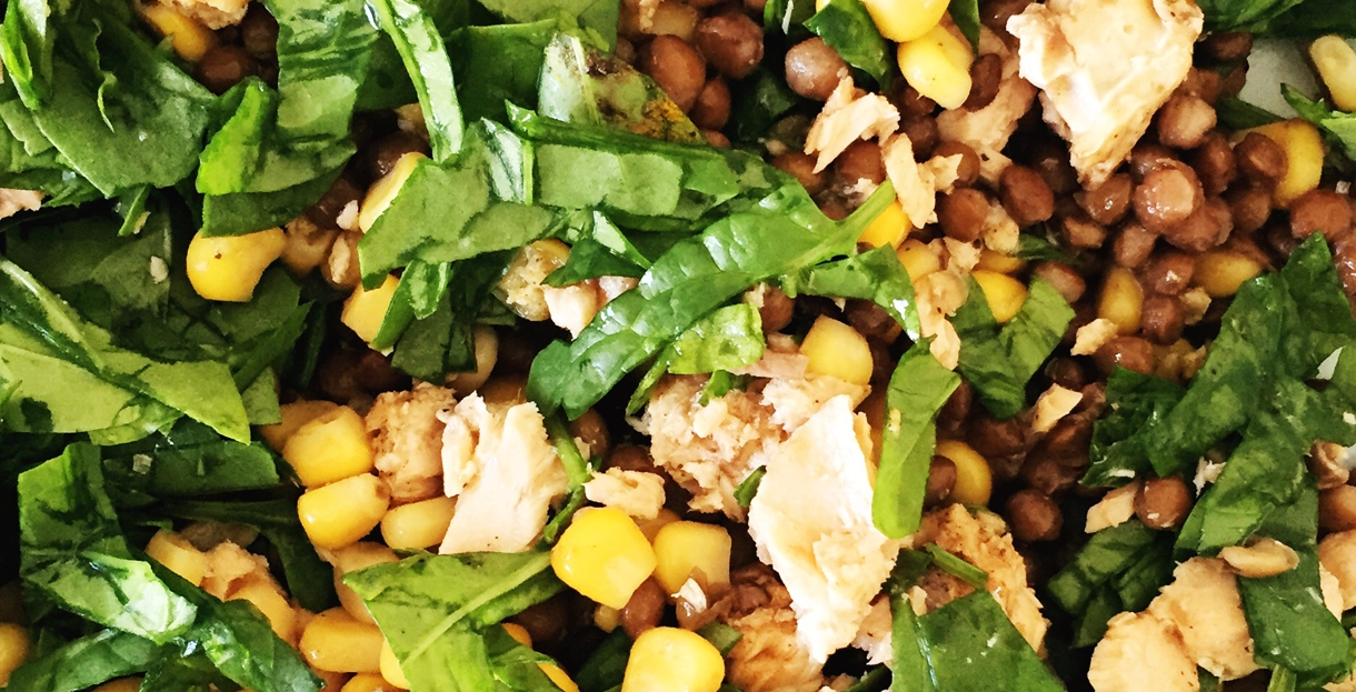 Salmon-Salad-with Brown Lentils